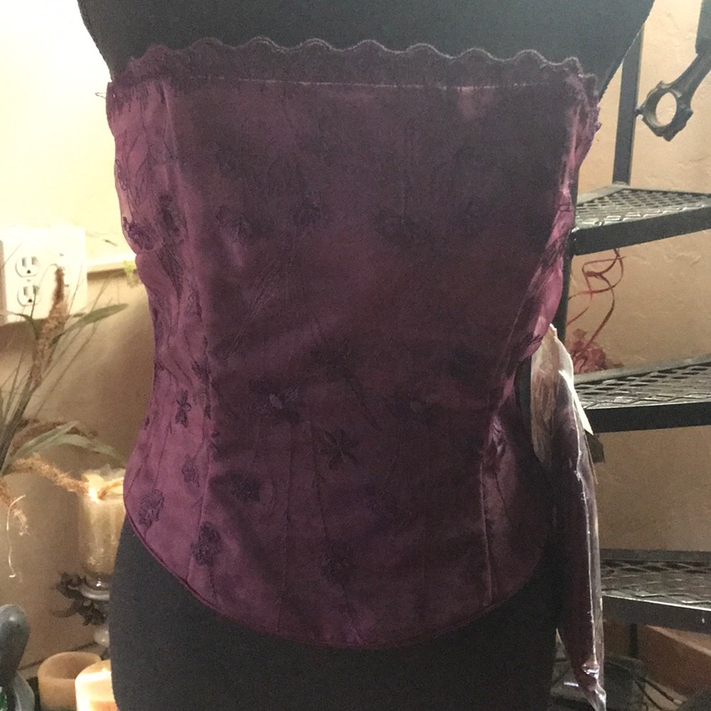 2 piece Purple Corset w/Matching Purple Stockings Lingerie
